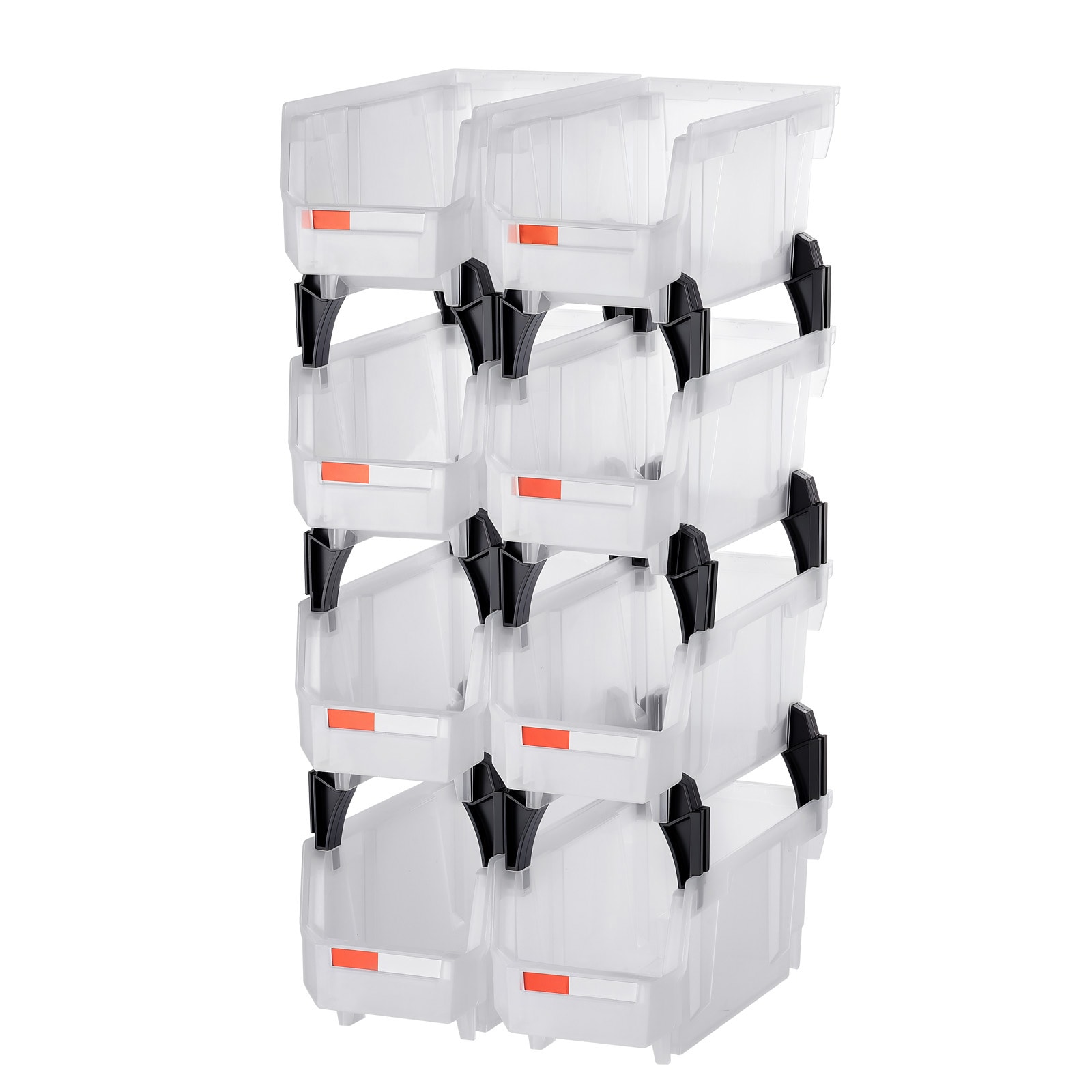 Plastic Stackable Storage Bins, Set Of 8 Transparent Containers_voghion.com